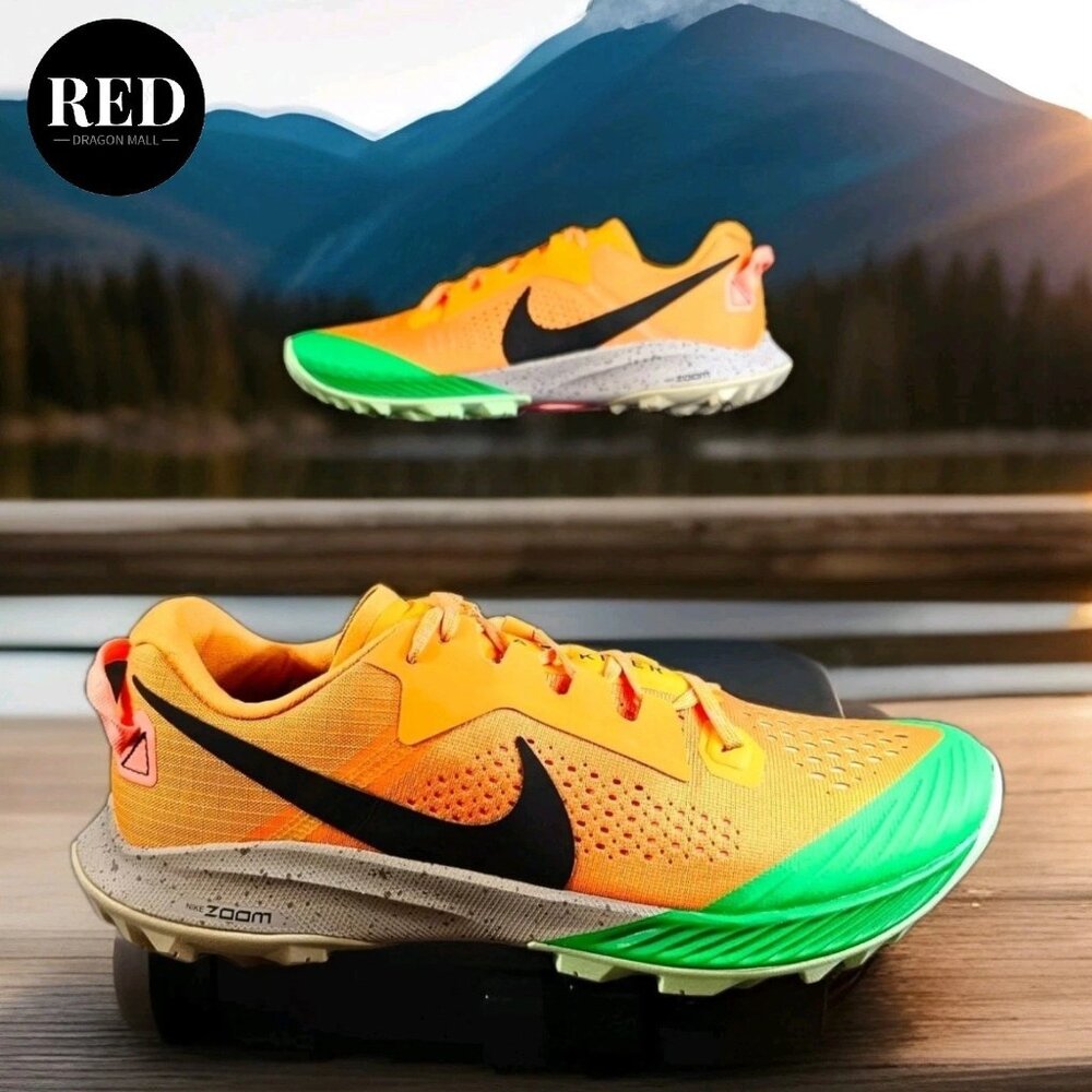 Nike Air Zoom Terra Kiger 6 Orange Black Green Trail Run CJ0219-800 - Men's 8.5